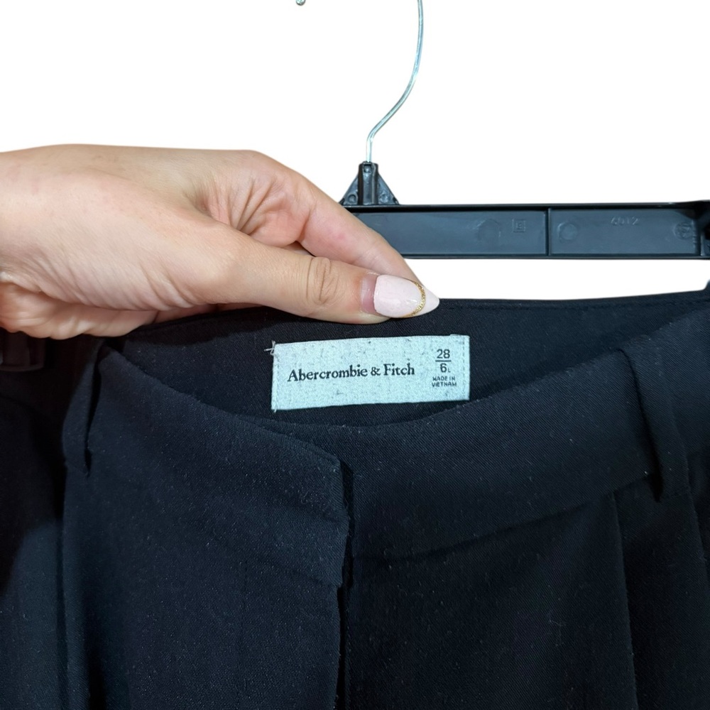 Abercrombie & Fitch Women's Classic Black Wide-Leg Trouser Pants Business - Picture 4 of 4